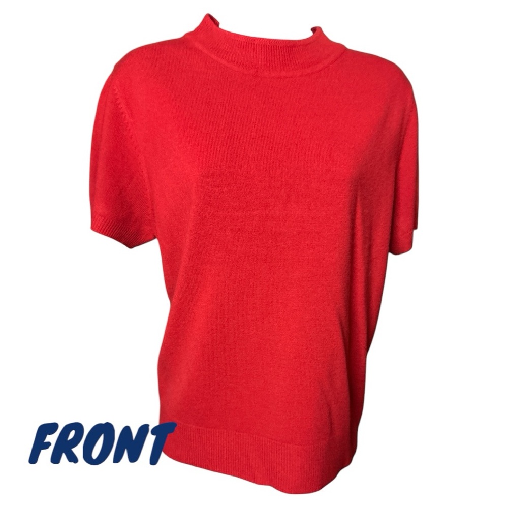 Sag Harbor Red Short Sleeve Soft Sweater‎ Scoop Neck